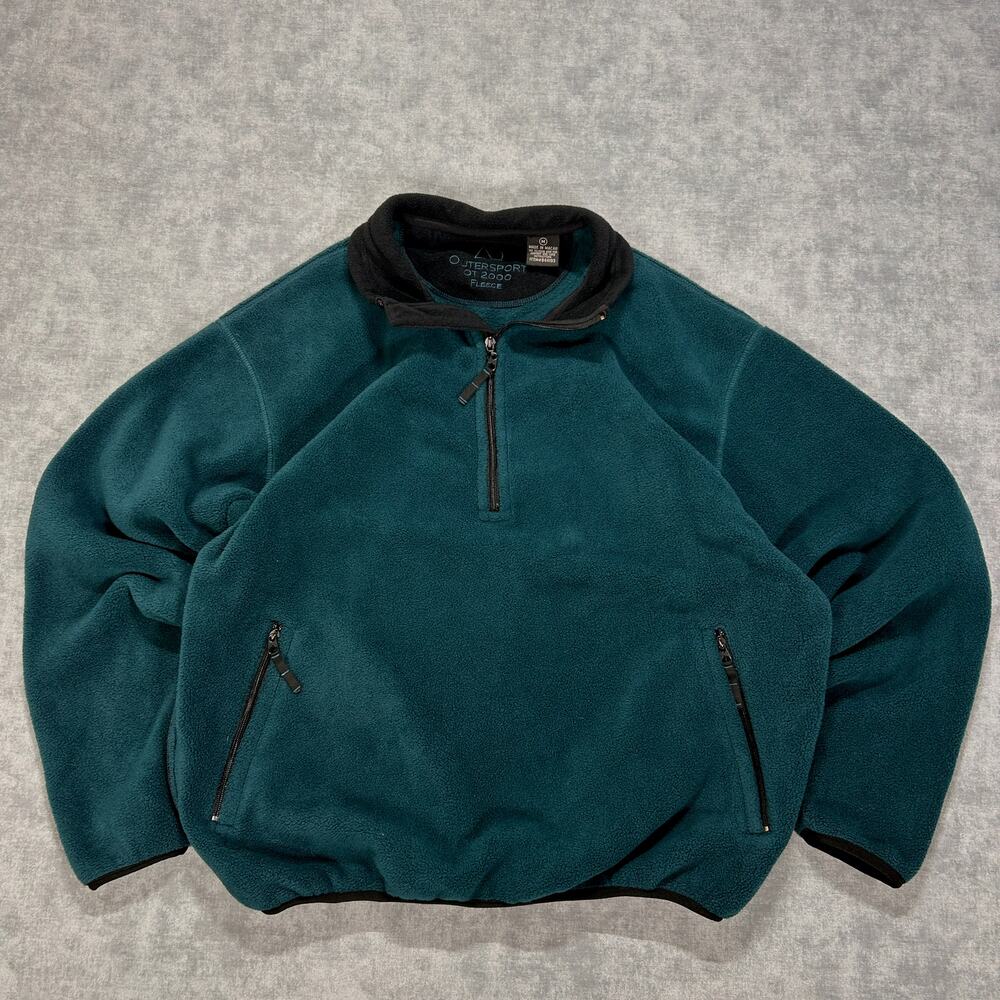 VTG Outersport OT 2000 Fleece green gorpcore outdoors 1/4 zip mens M